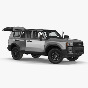 Toyota Land Cruiser 2024 Silver Color Rigged 3D model