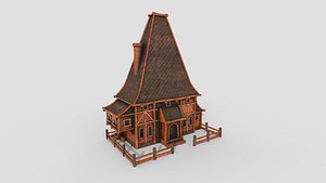 3D Medieval Building A09 Noble Wood - Scenery Backdrop House