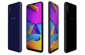 Samsung Galaxy M10s Metallic Blue And Stainless Black Low Poly 3D