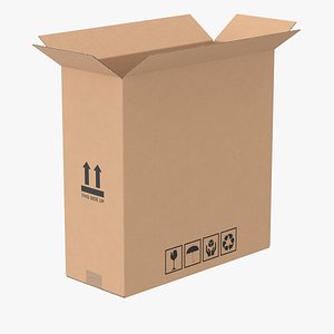 3D Cardboard Box 50x20x50 Half Open model