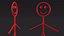 Figura Stickman rossa truccata per Maya