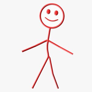 3D Stickman Figure Red Rigged for Maya model
