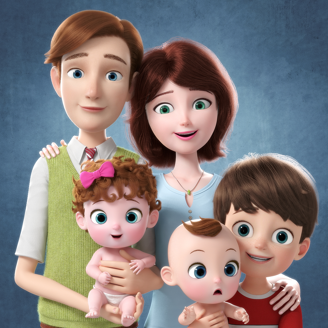 3D модель Мультфильм Семья V4 - TurboSquid 1291435