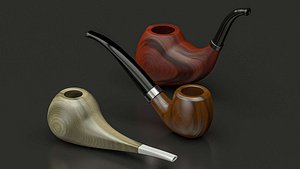 3D 3 wooden smoking pipes model