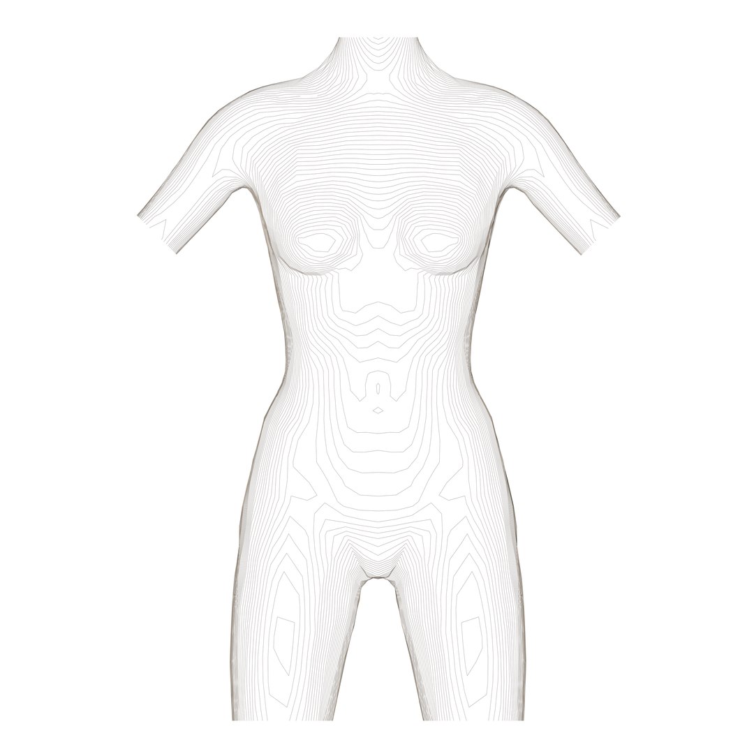 Female Body - Contour Lines - Varying Level Of Smoothness 3D Model ...