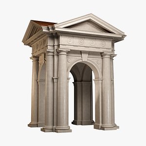 Arched portico in Doric Denticulated column order gazebo 3D model