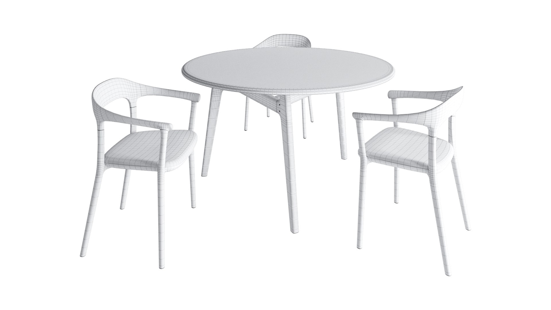 3D Solo Round Table And Upholstered Chair Elle Model - TurboSquid 2146547