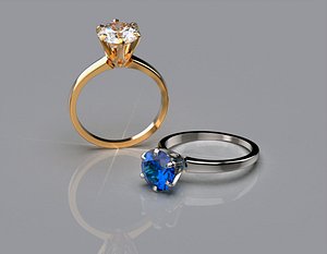 Engagement gemstone ring Tiffany style 3d printable model Free 3D print model