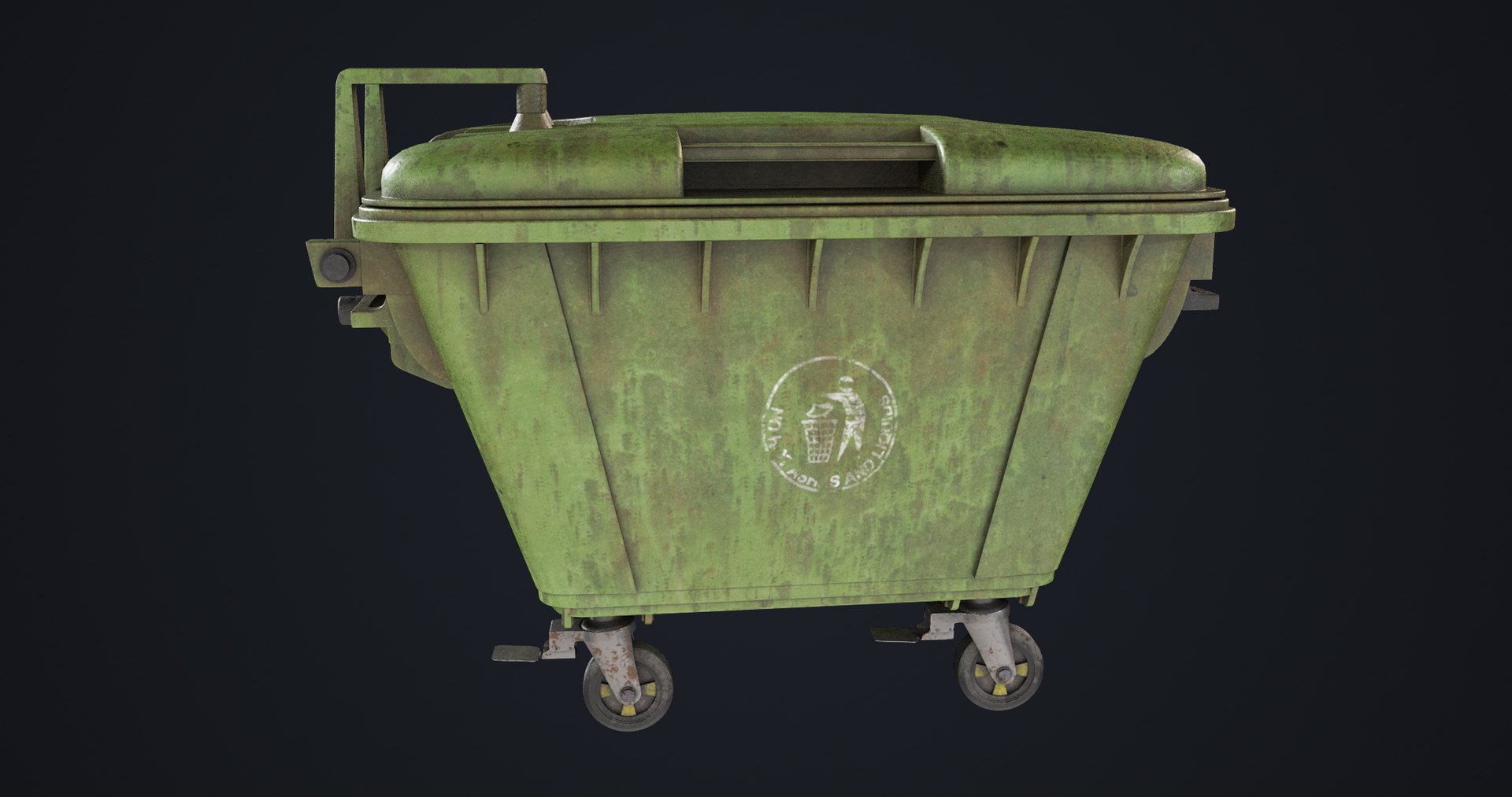Old Dirty Dustbin All PBR Unity UE Textures Included 3D model ...
