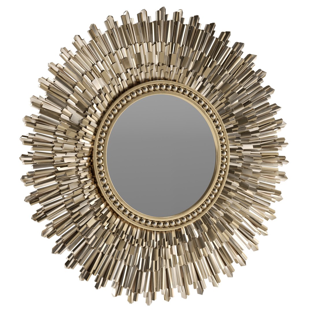 modelo 3d Vintage Art Deco Golden Gilt Convex Sunburst Mirror ...