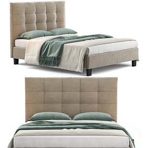 Comfort semi double beige bed 3D model