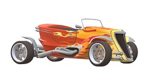 3D classic race car flame
