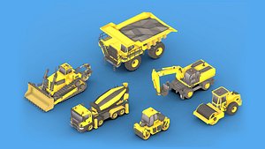 Collection Construction Vehicles Low- Poly1 3D model