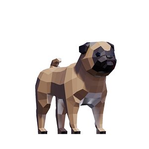 3D Low Poly Pug Dog Pack model