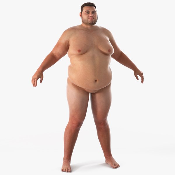 3D Naked Fat Man Fur model