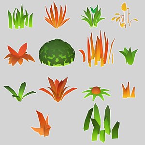 3D Stylized Grass Pack model