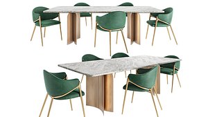 Bolgheri dining table and Casa Kay dining chair 3D model