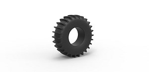 3D Diecast ATV tire Scale 1 to 25 model