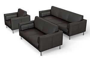 3D Sofa Set Leather Fabric Velvet model