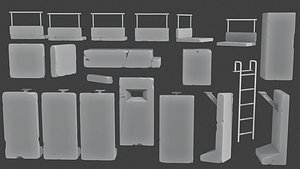 Concrete Wall Base Pack 1 3D model