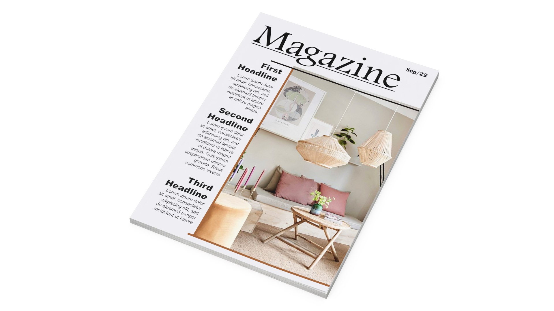 Interior Magazine Mockup 3D model preview