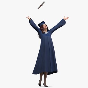 3D graduating student celebrating pose