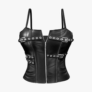 3D Leather Tank with Straps and Buckles model