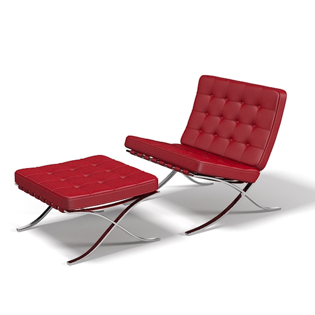Knoll Barcelona Chair Stool 3d Max