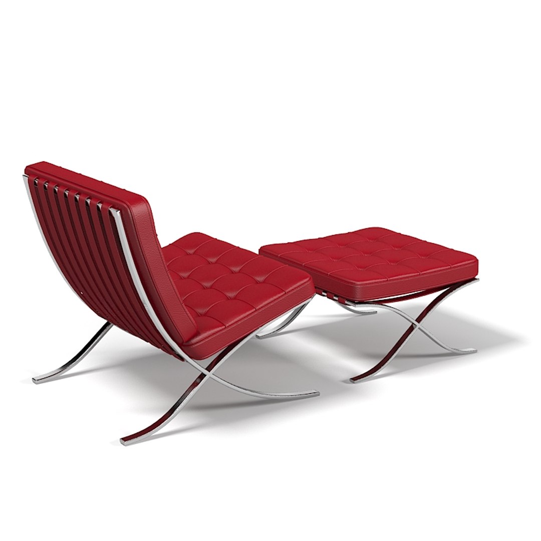 Knoll Barcelona Chair Stool 3d Max