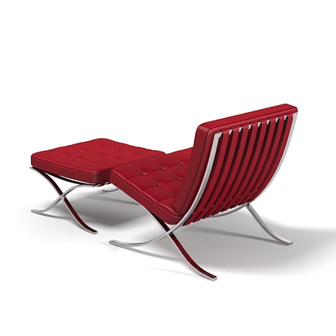 Knoll Barcelona Chair Stool 3d Max