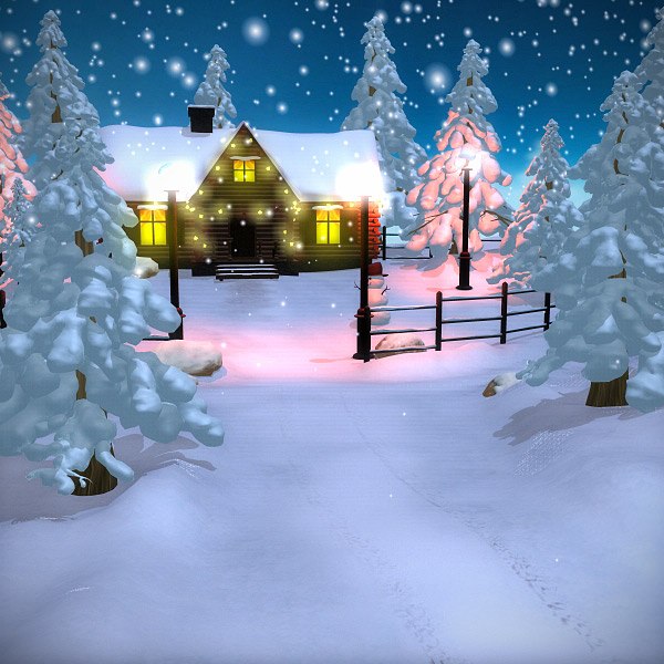 winter scene christmas house 3d model