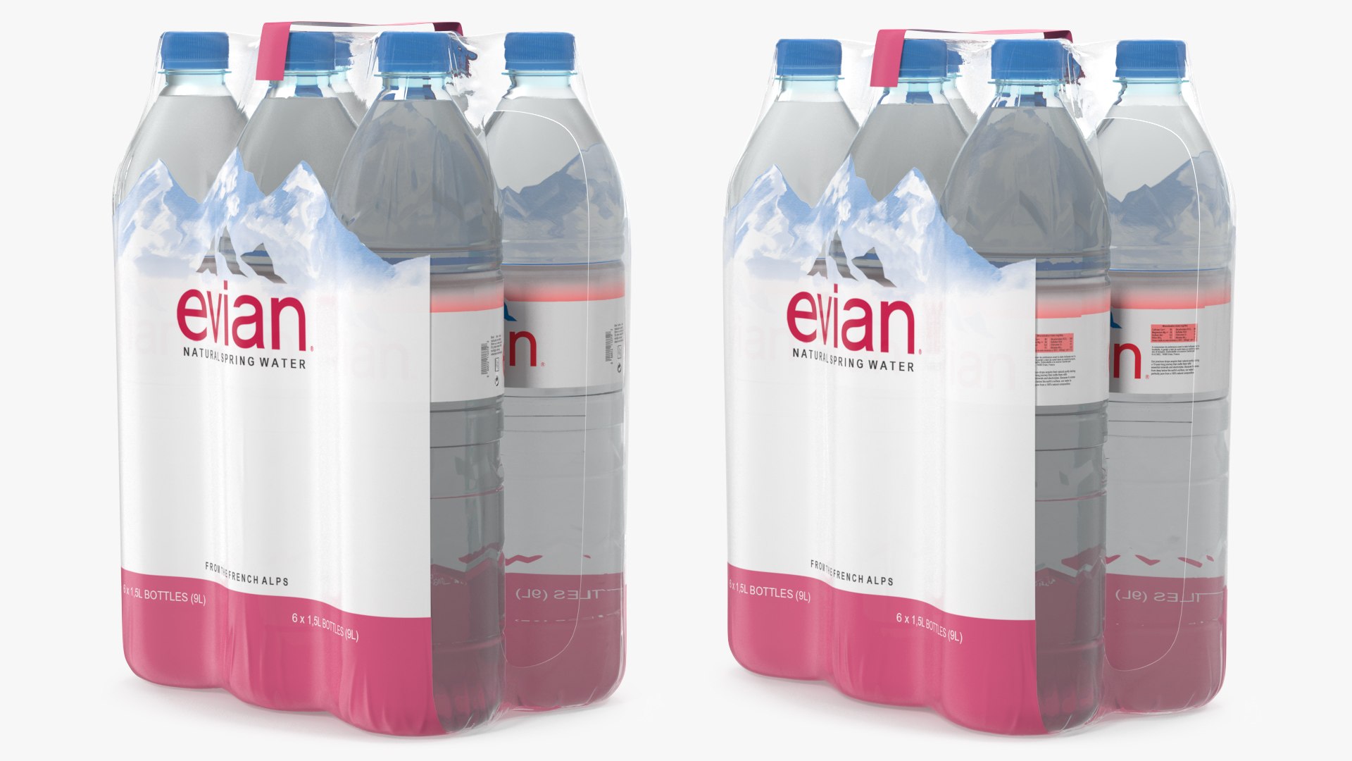 Evian Mineral Water 6 Bottle Pack 3D model preview