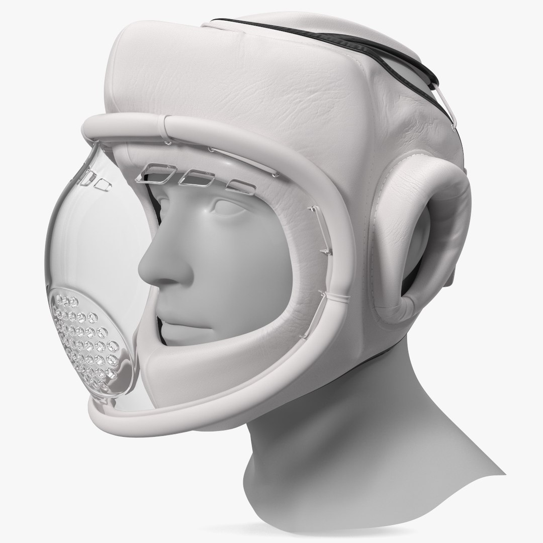 Kudo Head Guard Playwell White on Mannequin 3D model preview