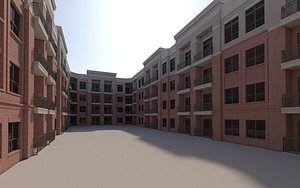 Apartment block inner courtyard 3D