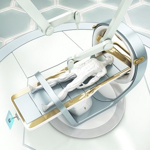 3D model sci-fi lab bed robot arm