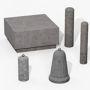 Granite Bollard Pack 3D model