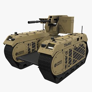 Smart Military Robot With Remote Machine Gun - Yellow 3D