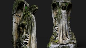 graveyard tomb damaged mossy angel figure PBR photogrammetry