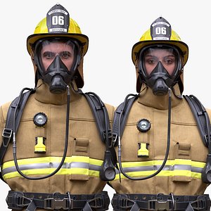 Woman and Man Firefighters Collection 3D model