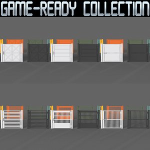 3D PBR Metal Gate A - Collection model