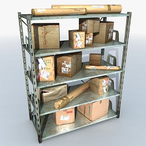 metal shelving boxes 2 3D model