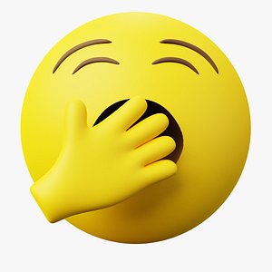 Yawning or Tired yellow ball Emoticon Emoji or Smiley