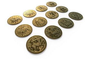 3D 12 zodiac coins