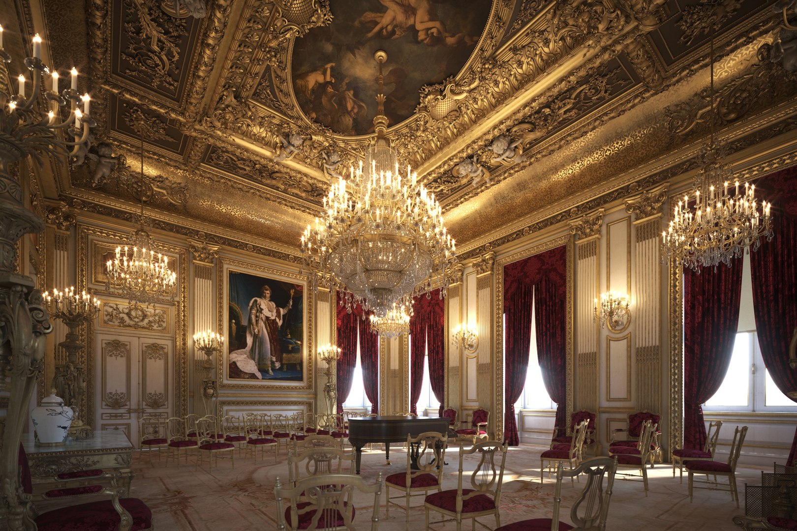 3D Scene Piano Room Ballroom Model - TurboSquid 1447937