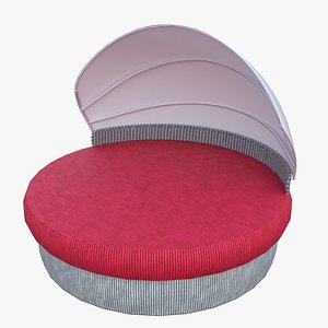Modern Round Lounge Chair Low Poly All Quads PBR Sofa Seat Cushion Furniture 3D Model 3D