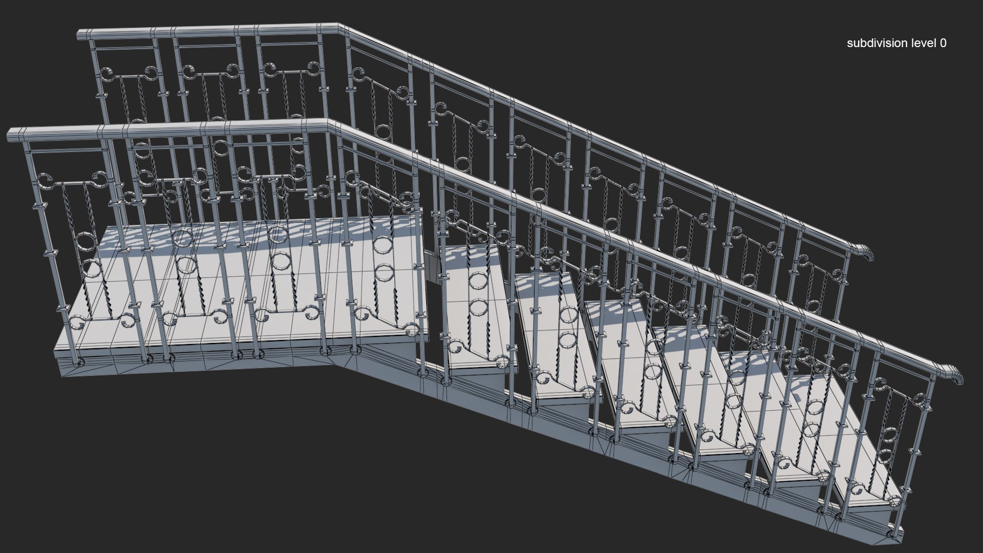 3ds max stairs wrought iron railing