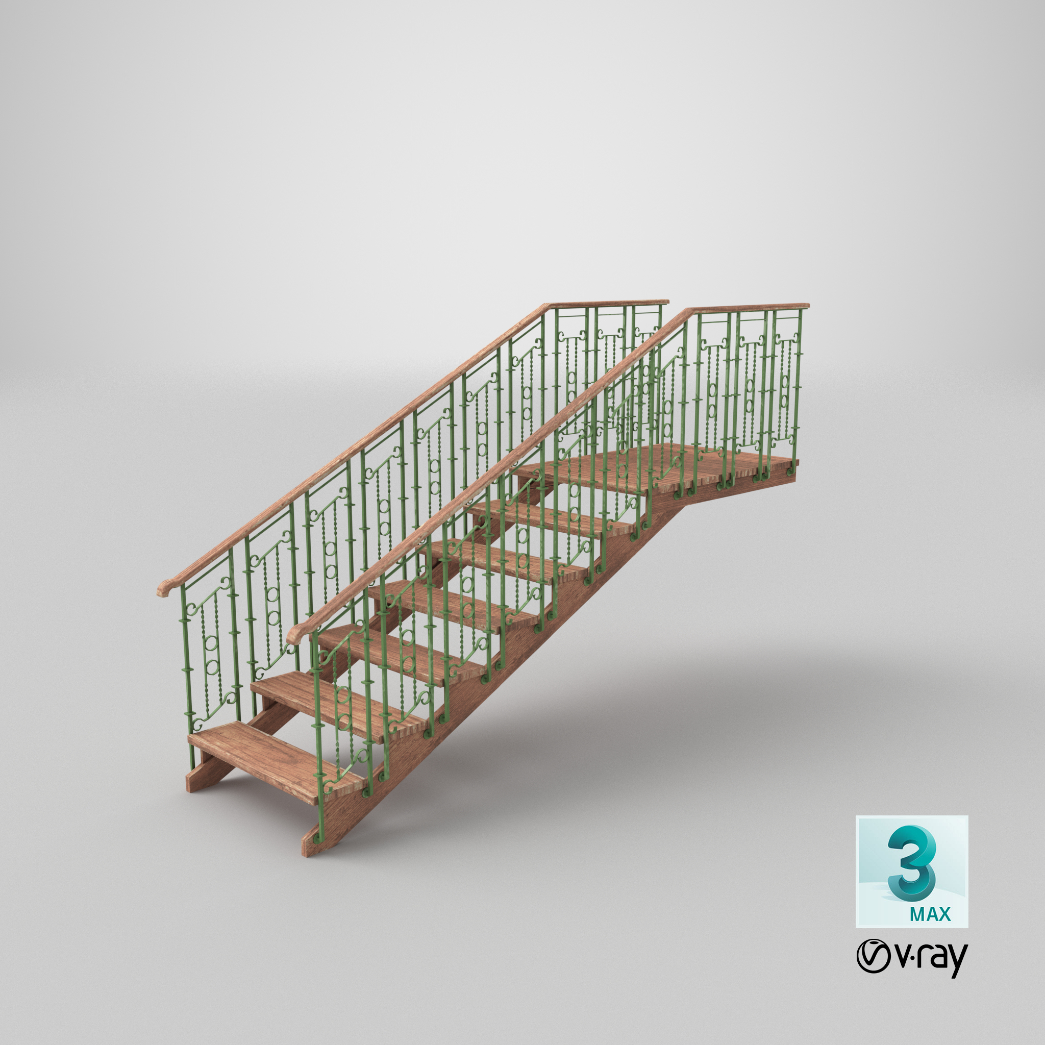 3ds max stairs wrought iron railing