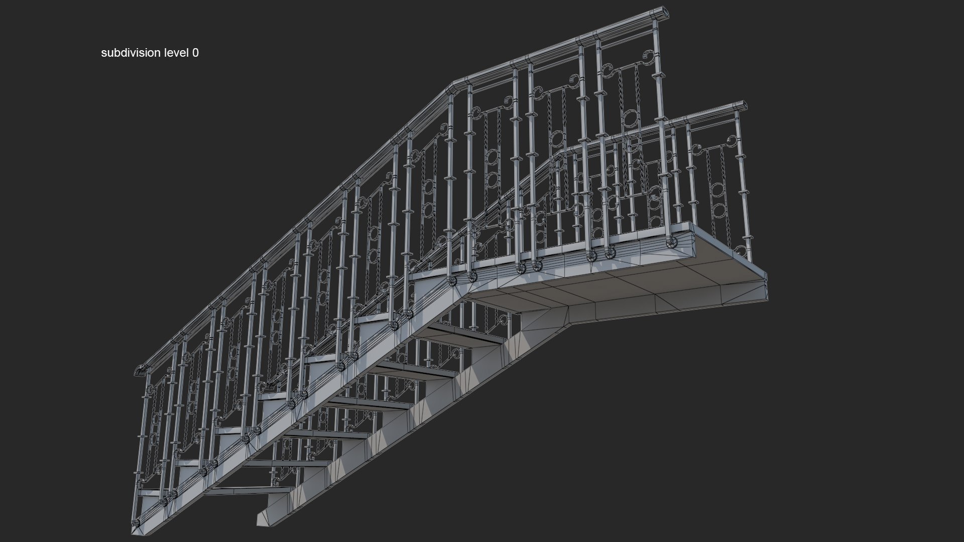 3ds Max Stairs Wrought Iron Railing
