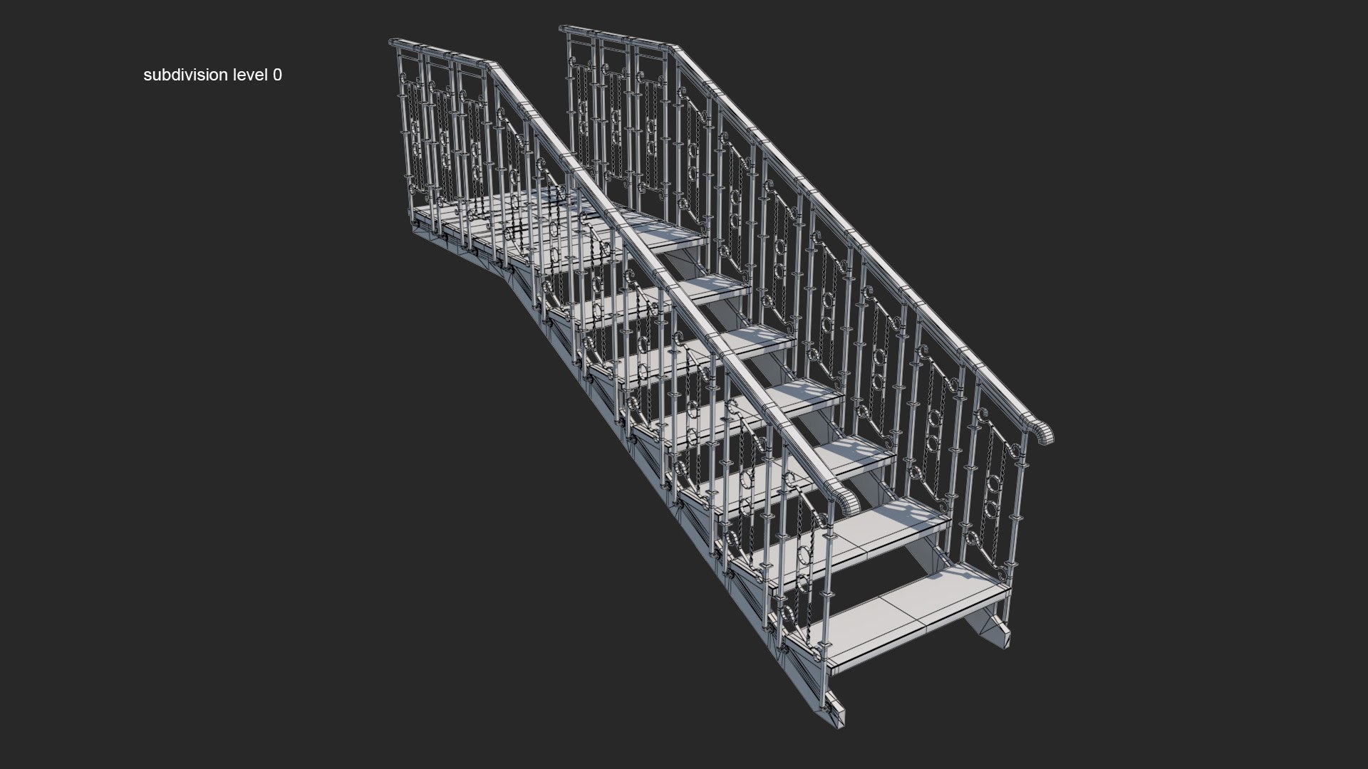 3ds Max Stairs Wrought Iron Railing
