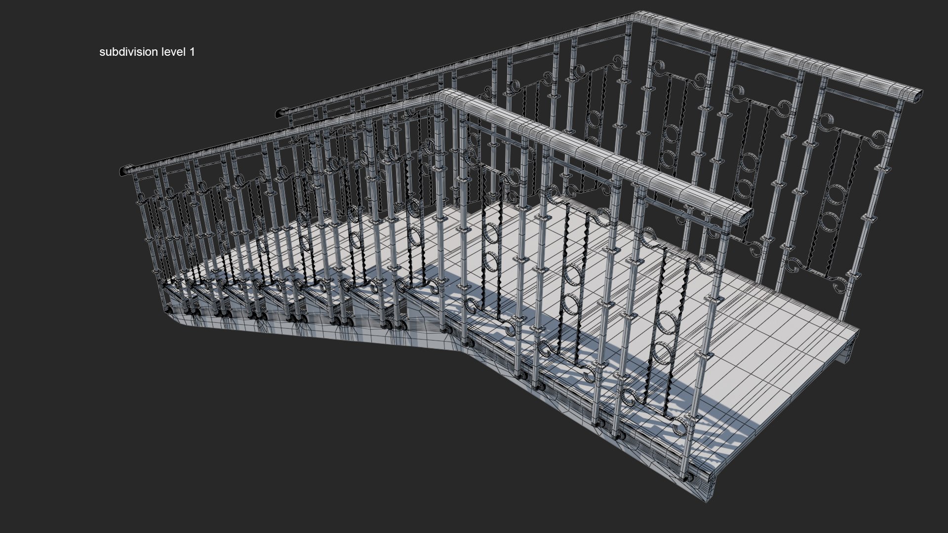 3ds Max Stairs Wrought Iron Railing